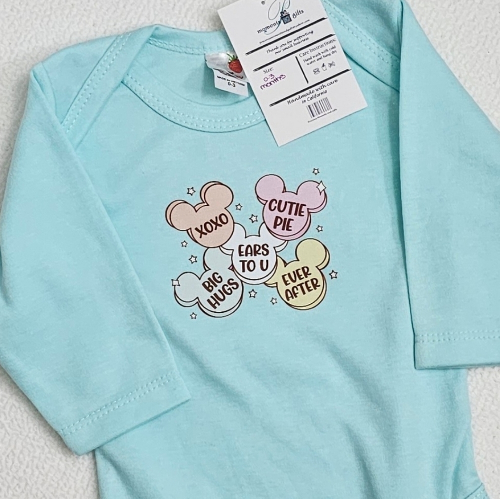 NWT 0-3 month Infant bodysuit with Candy Heart Design, multi-color pink - Picture 5 of 5